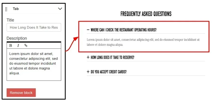 text input and example