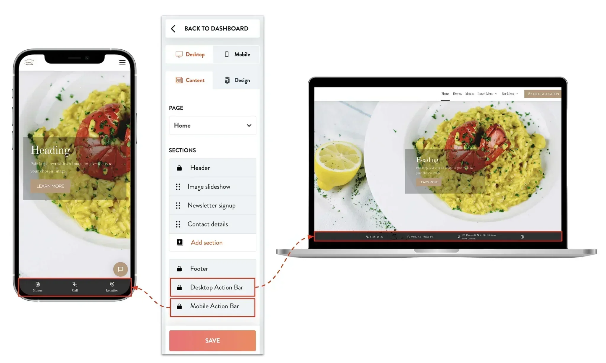 mobile and desktop action bar examples