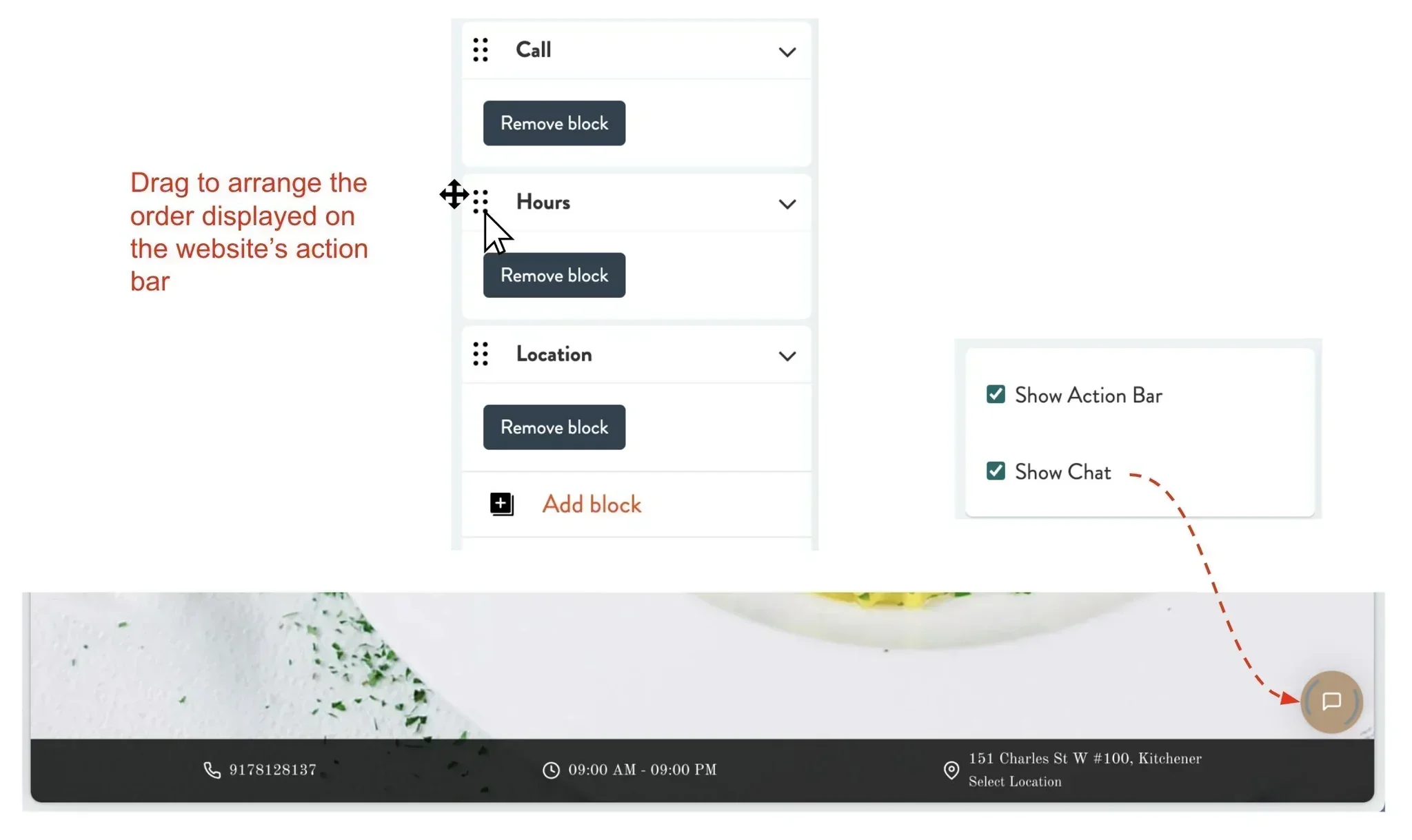 rearrange action bar