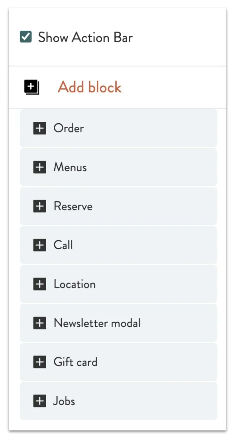 action bar settings