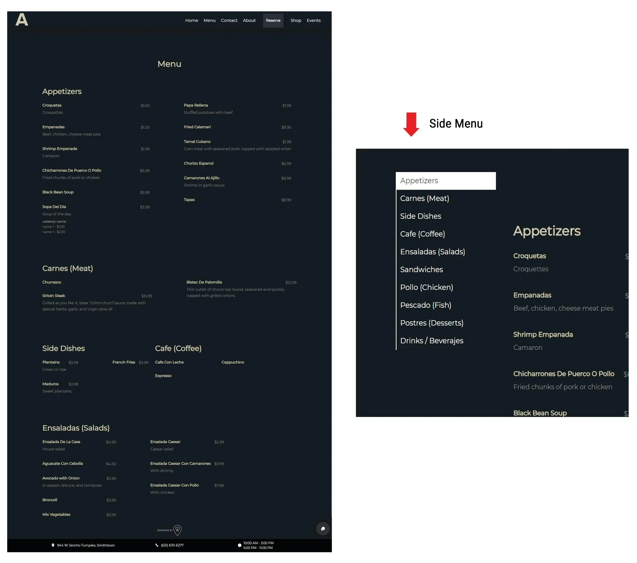 apricot menu page