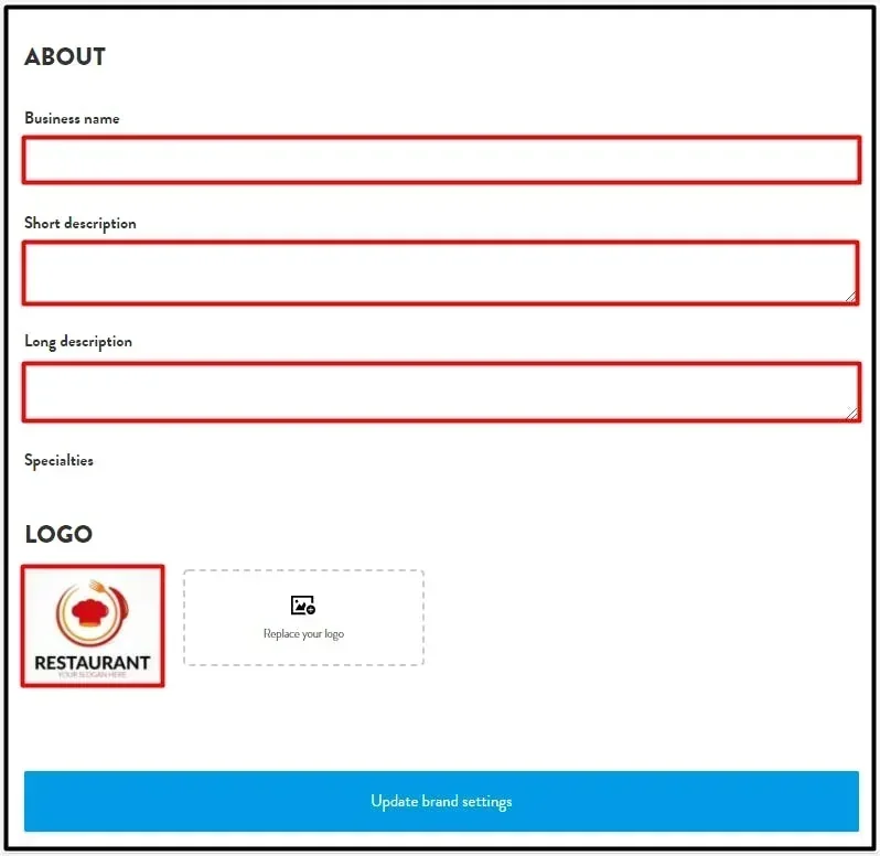 edit your brand settings