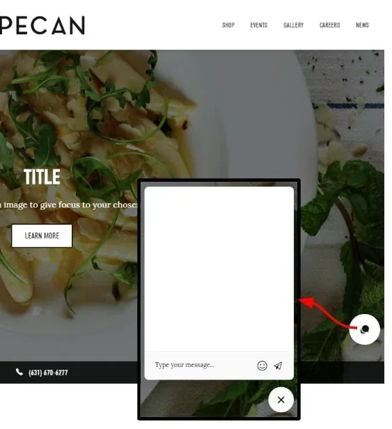 chat bubble in the bottom right corner of the website