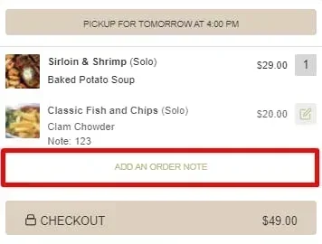 add a note to order
