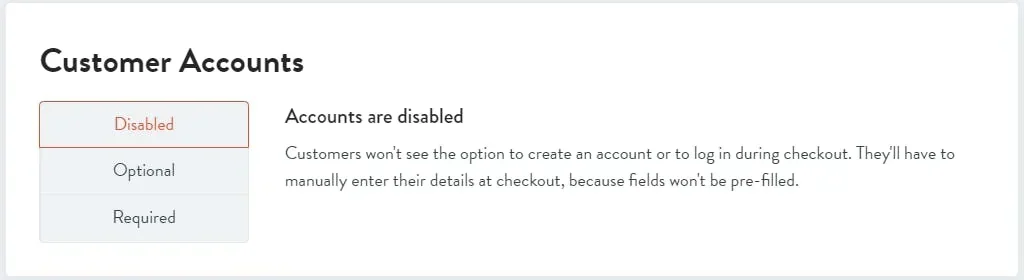 customer account options