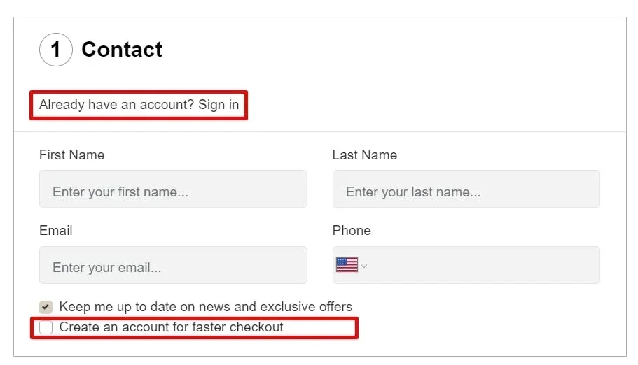 optional customer accounts