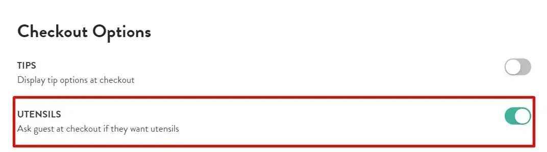 utensil options at checkout