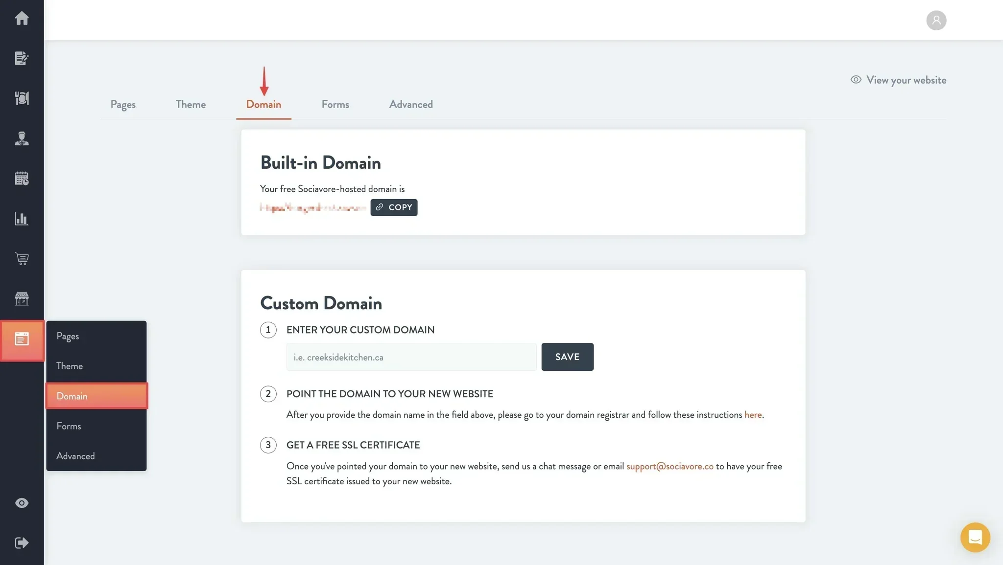 domain settings