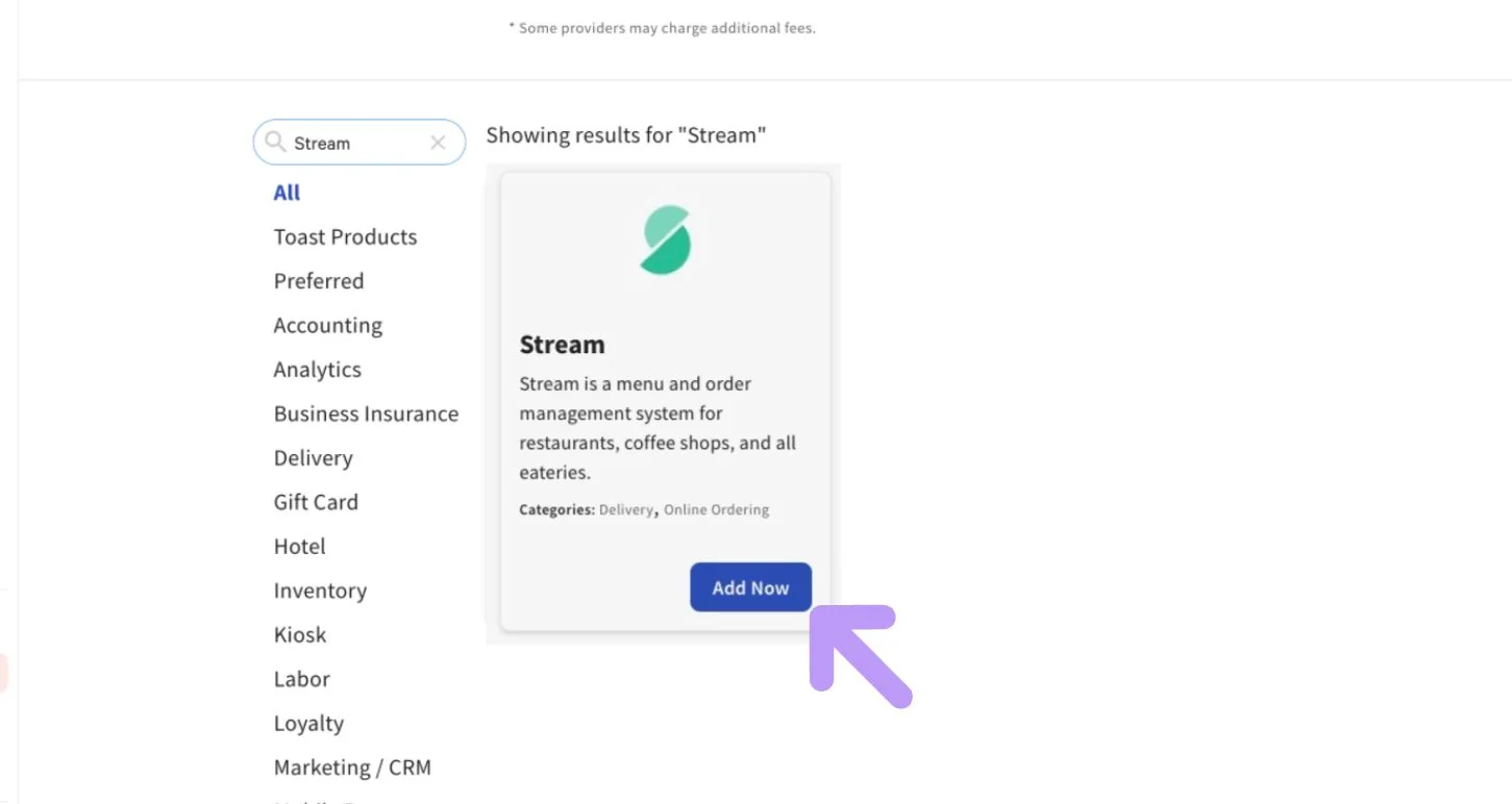 Add Now button for Stream integration