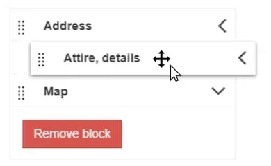 click and drag to rearrange blocks