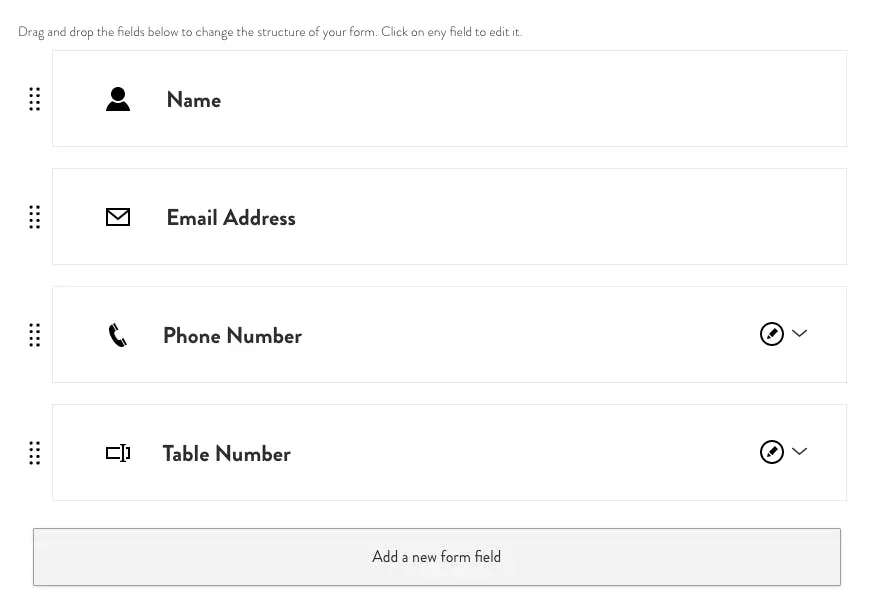 required fields
