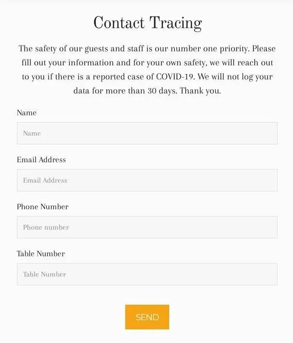 sample contract tracing form