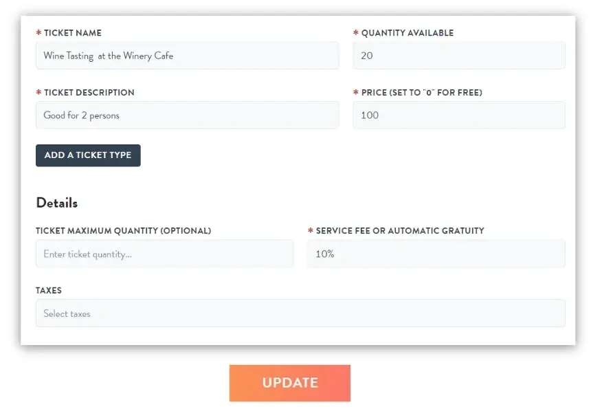 ticket settings