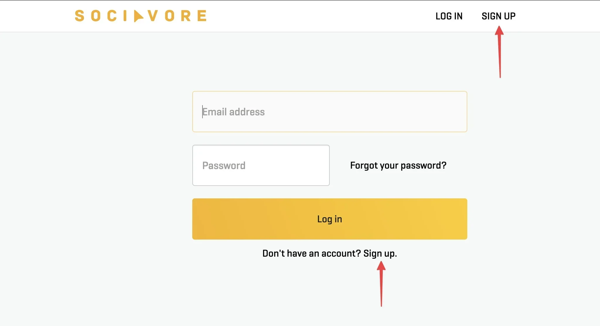 sign up screen at scvr.co