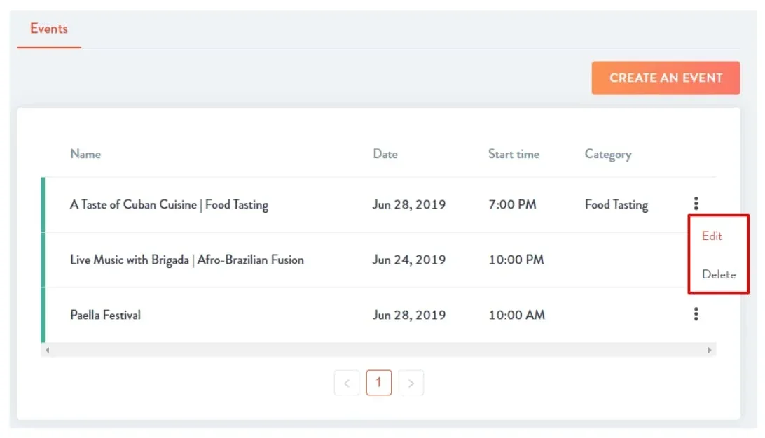 further event management interface tools