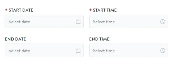 event time and date interface