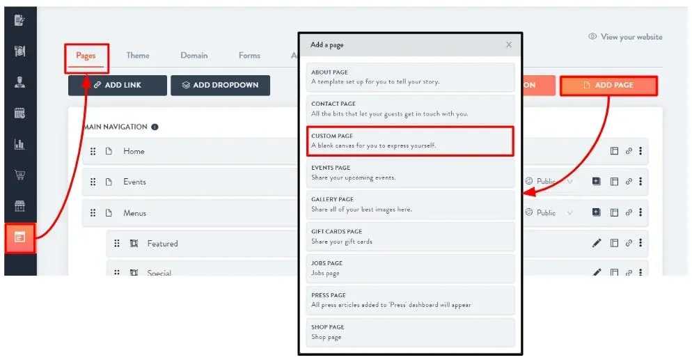 add a custom page