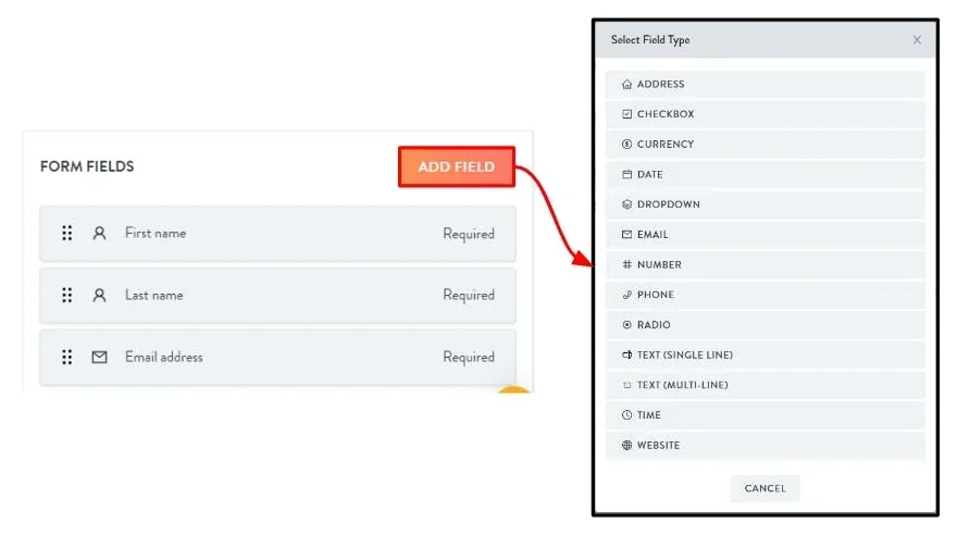 list of fields to optionally add