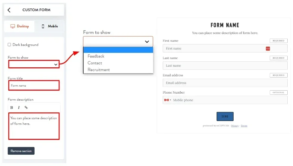 select which of your forms to display