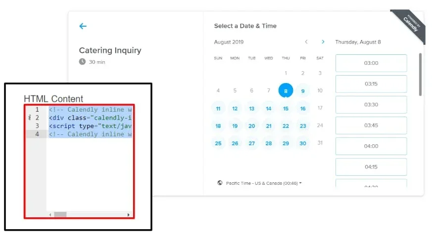 example of custom code on a page