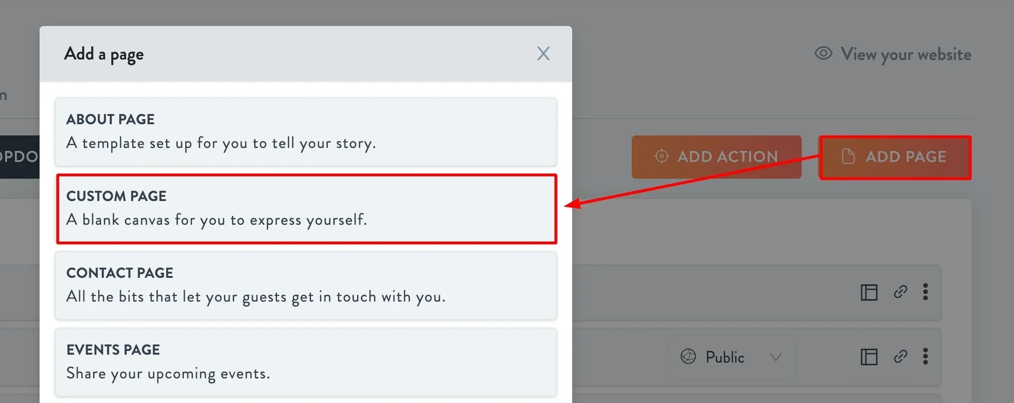add a custom page