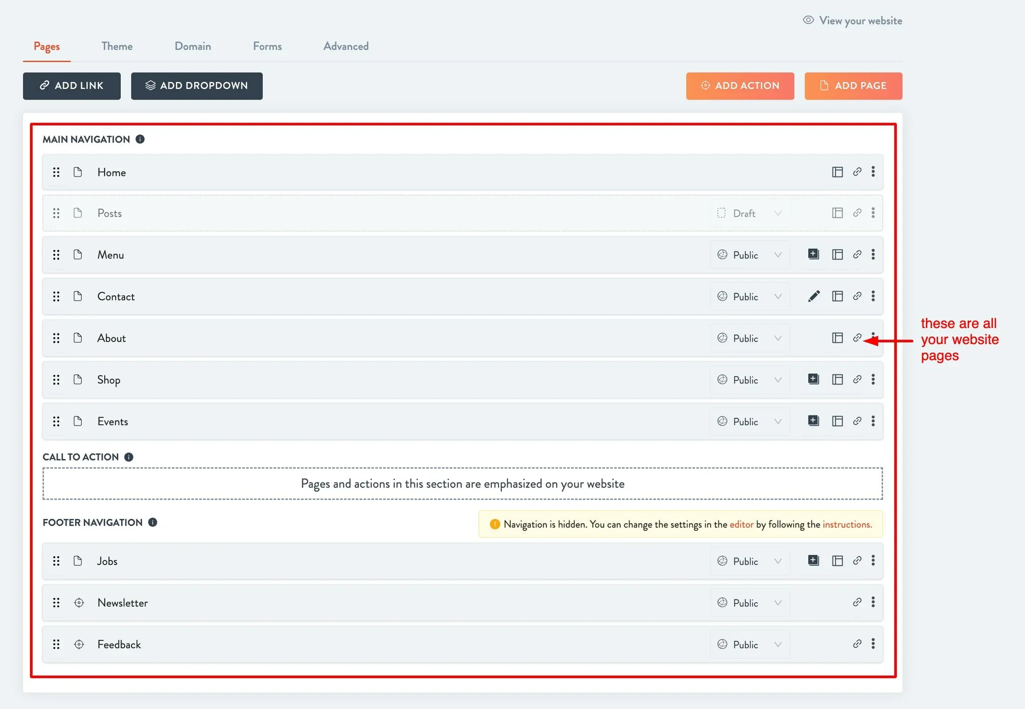 view the pages of your website