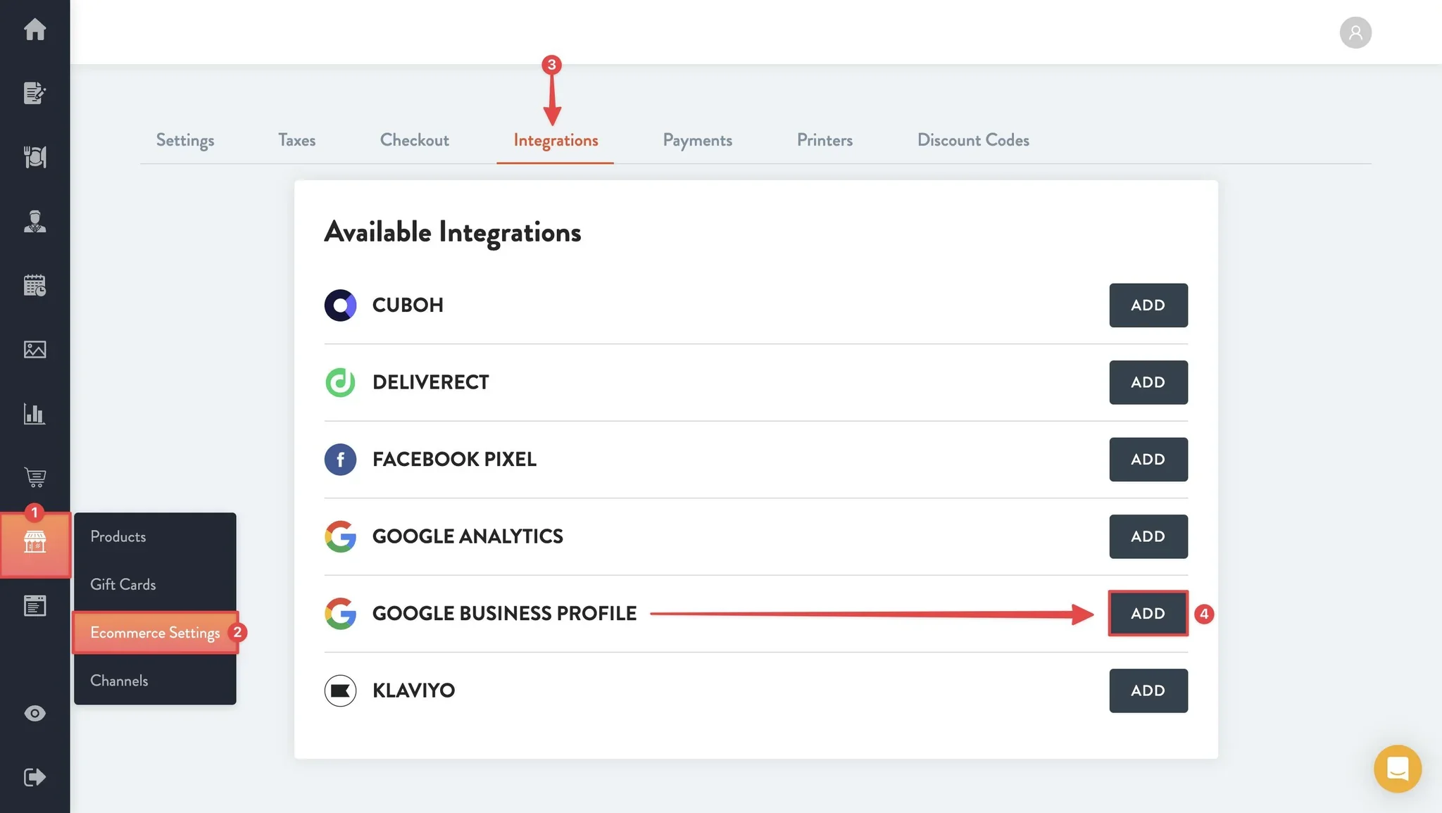 integrations tab