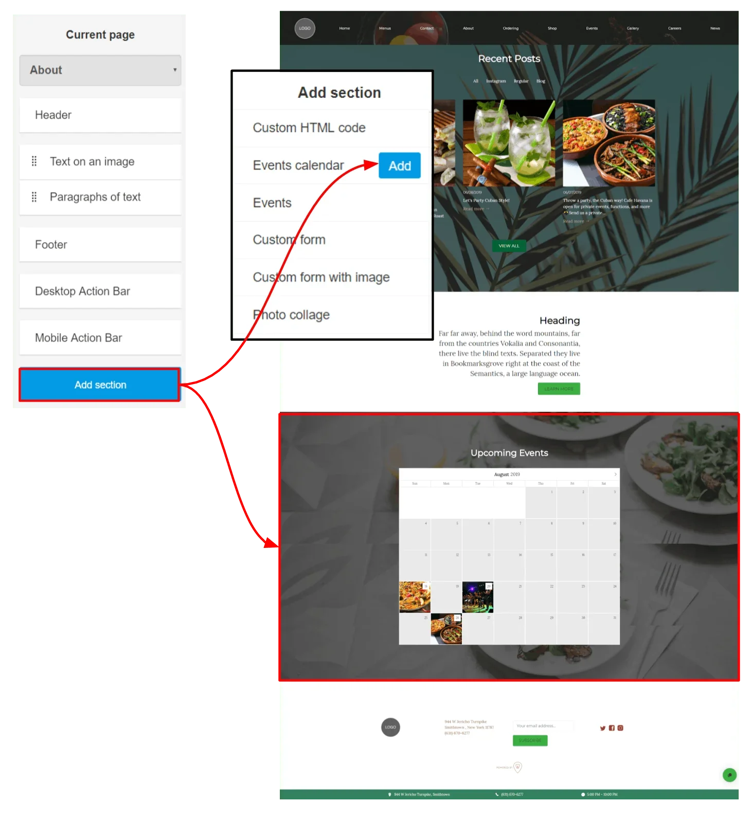 add section for events
