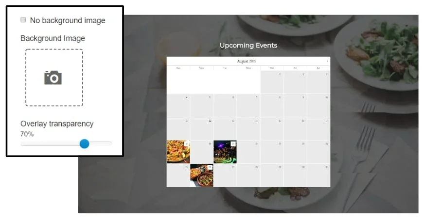 background image behind calendar