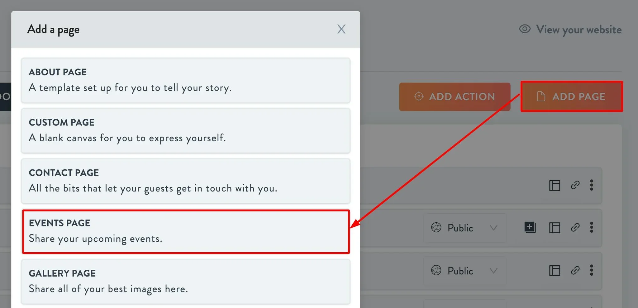add an events page