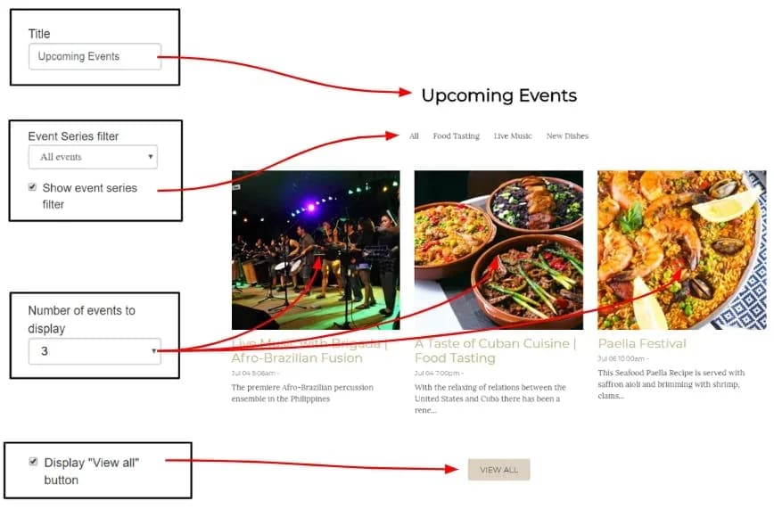 events block sample