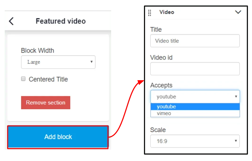 add the video from youtube or vimeo