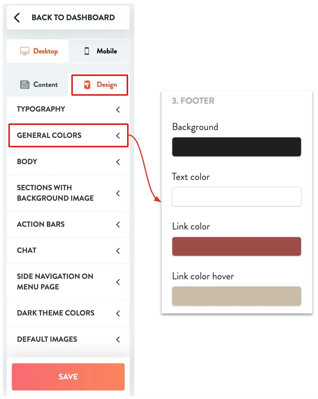 general color design settings