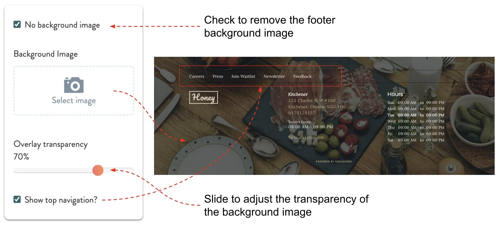 footer with image background