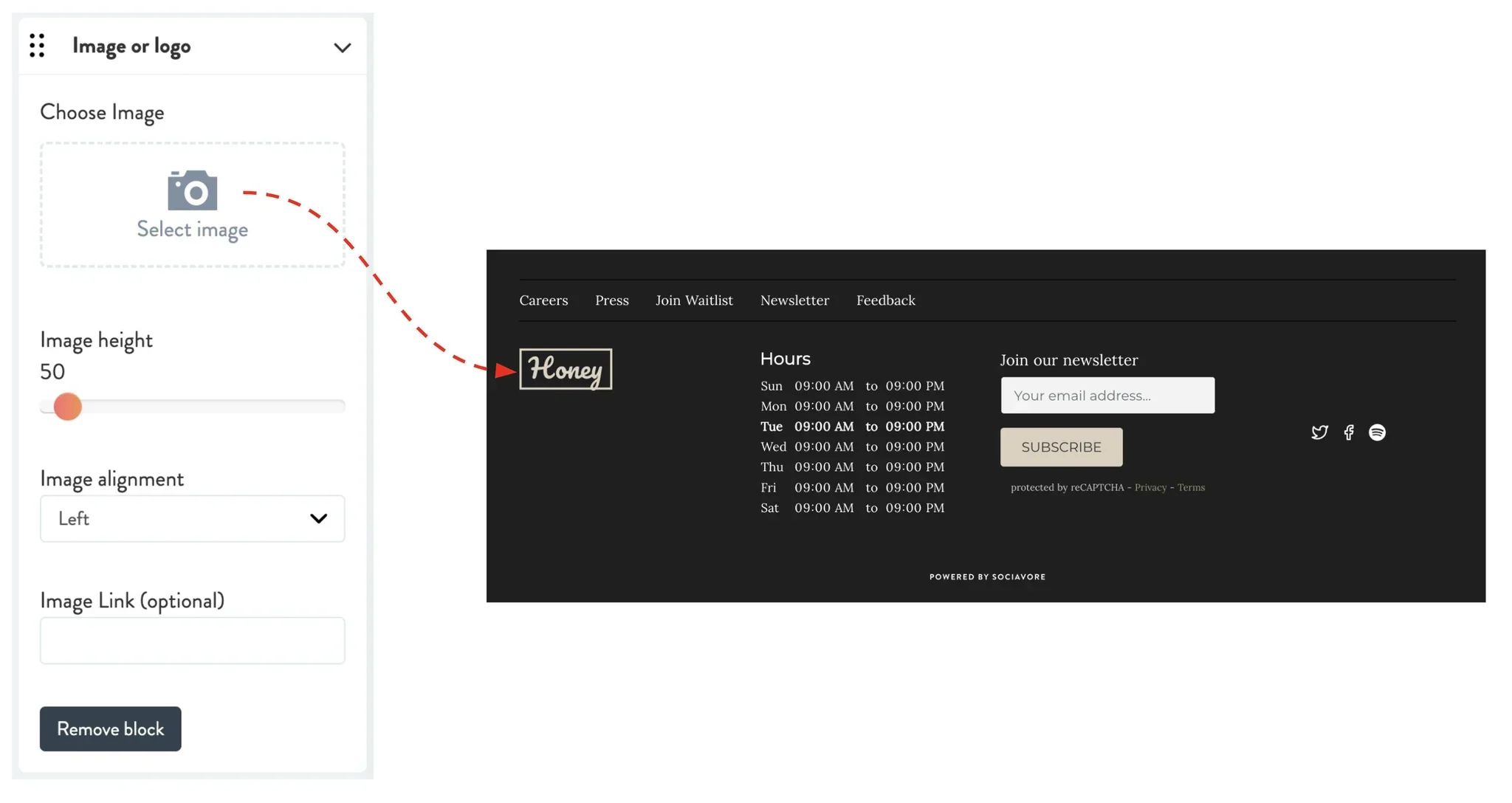 image or logo on footer