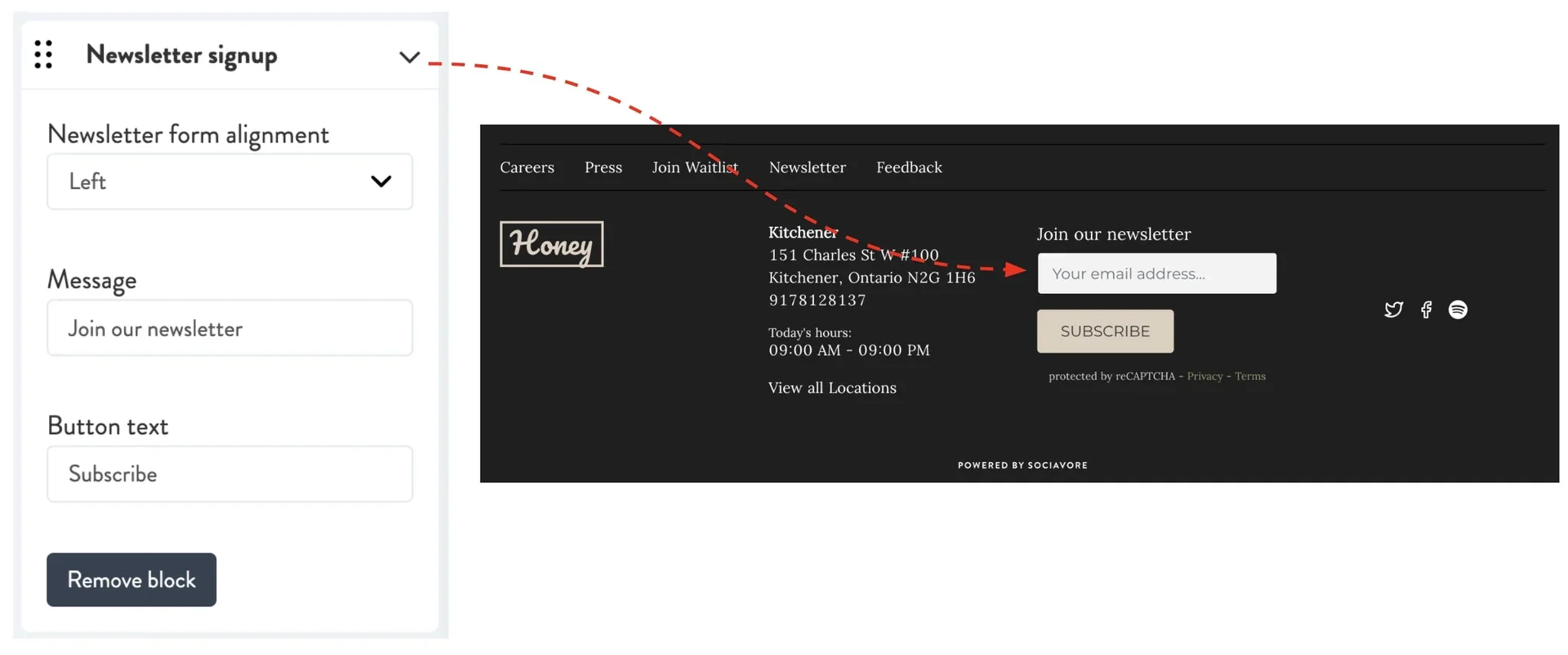 newsletter on footer