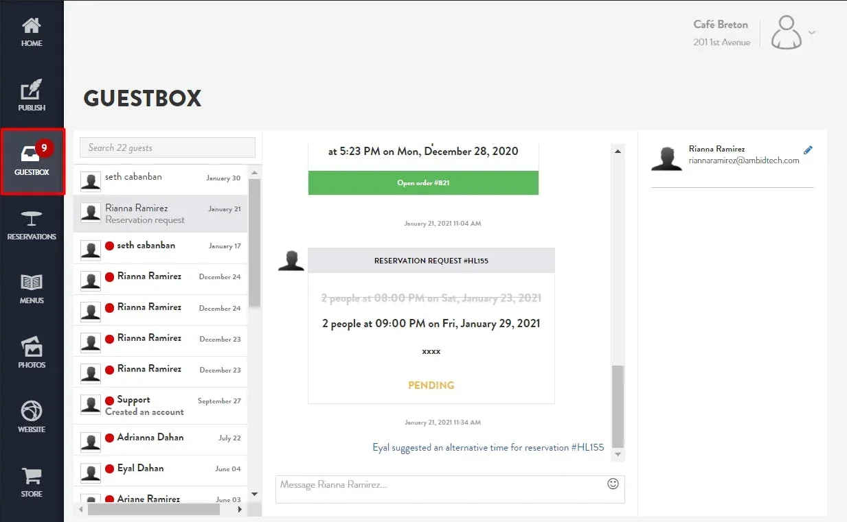 guestbox dashboard example