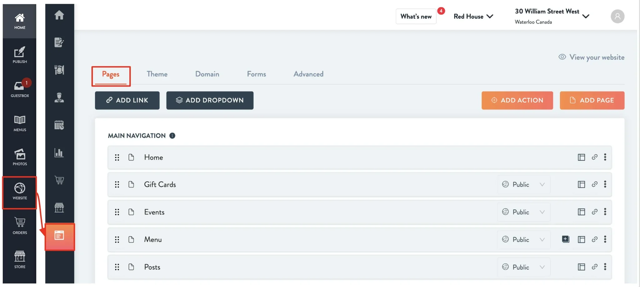 access pages for editing
