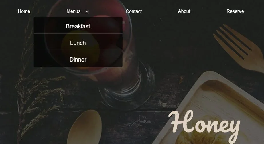 view menus in a drop down on the website