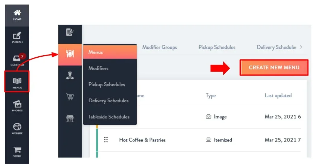 create a menu button