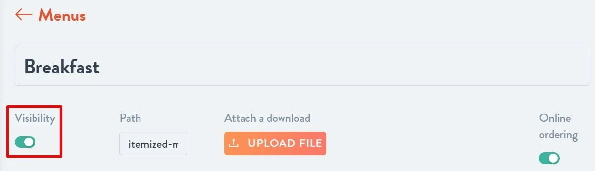toggle the menu to be visible