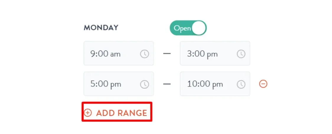 Hours range