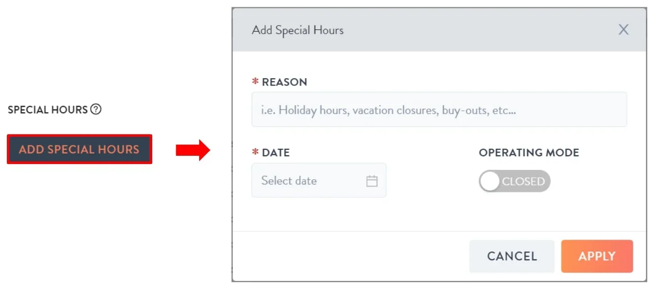 Special hours