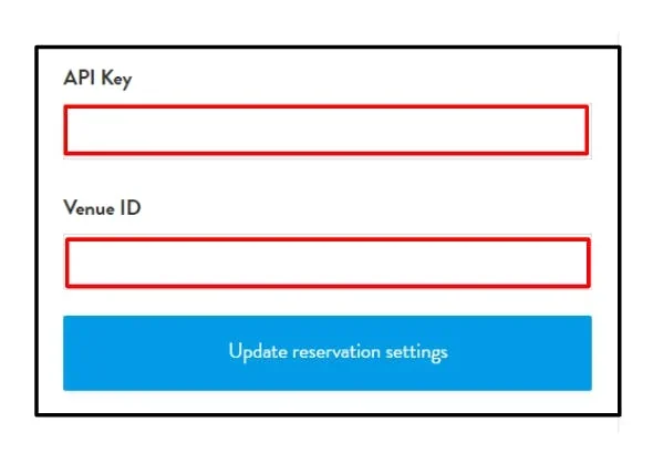 API Key and Venue ID to be inputted