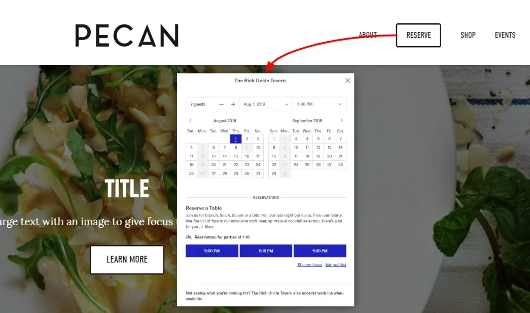 sample reservation pop-up