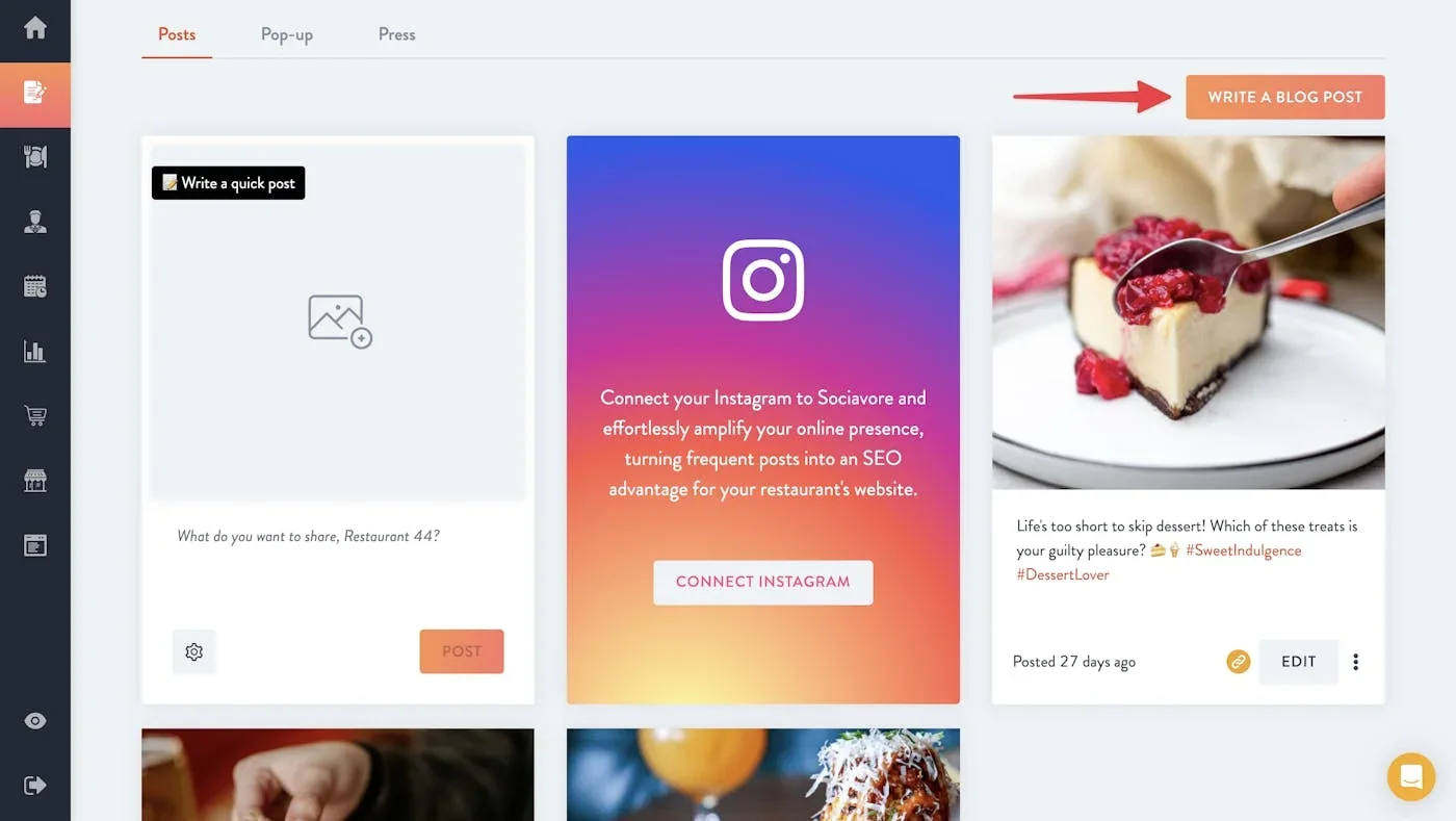 post uploading dashboard