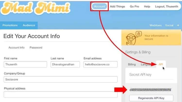 Mad Mini Secret API Key location