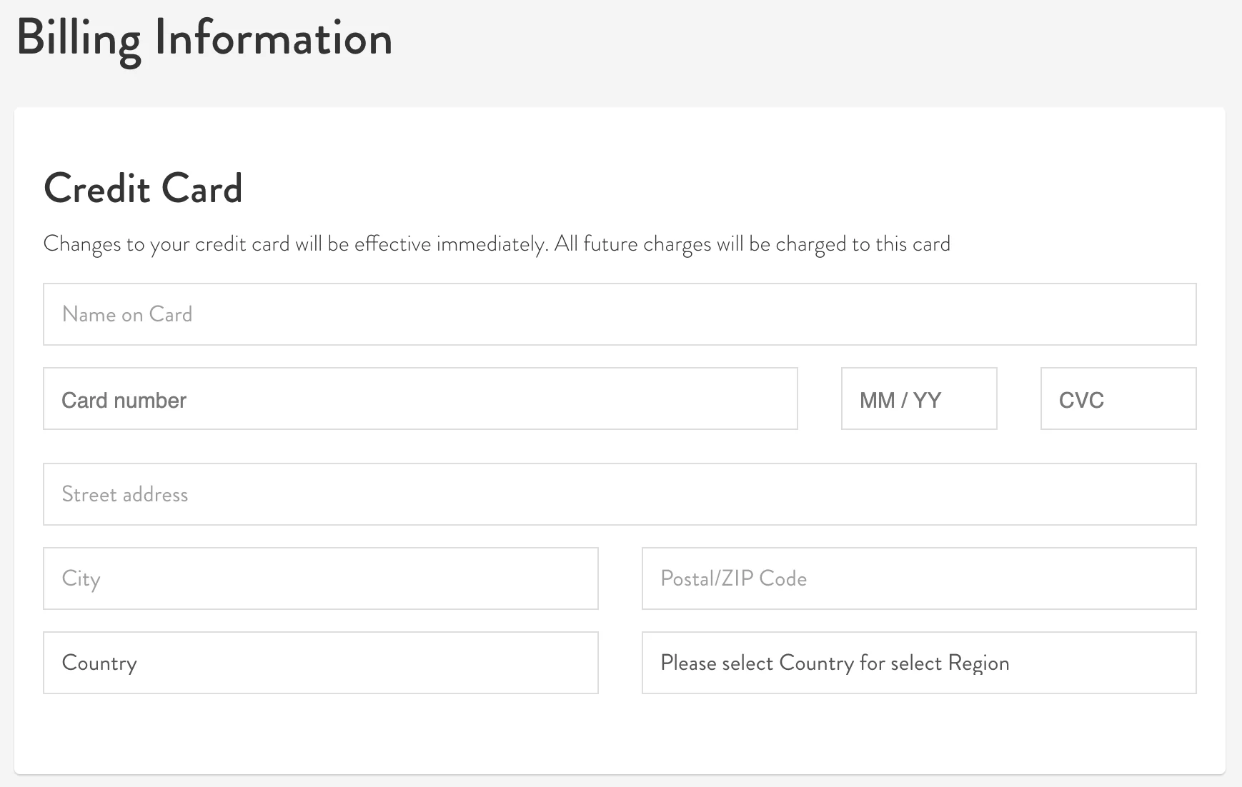 Enter your credit card information