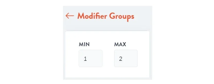 set min and max modifier counts