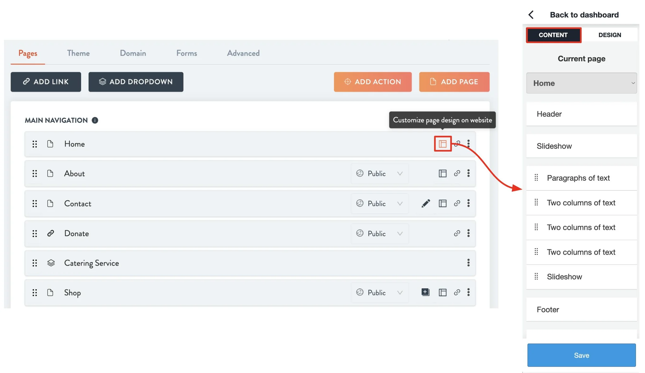customize the page